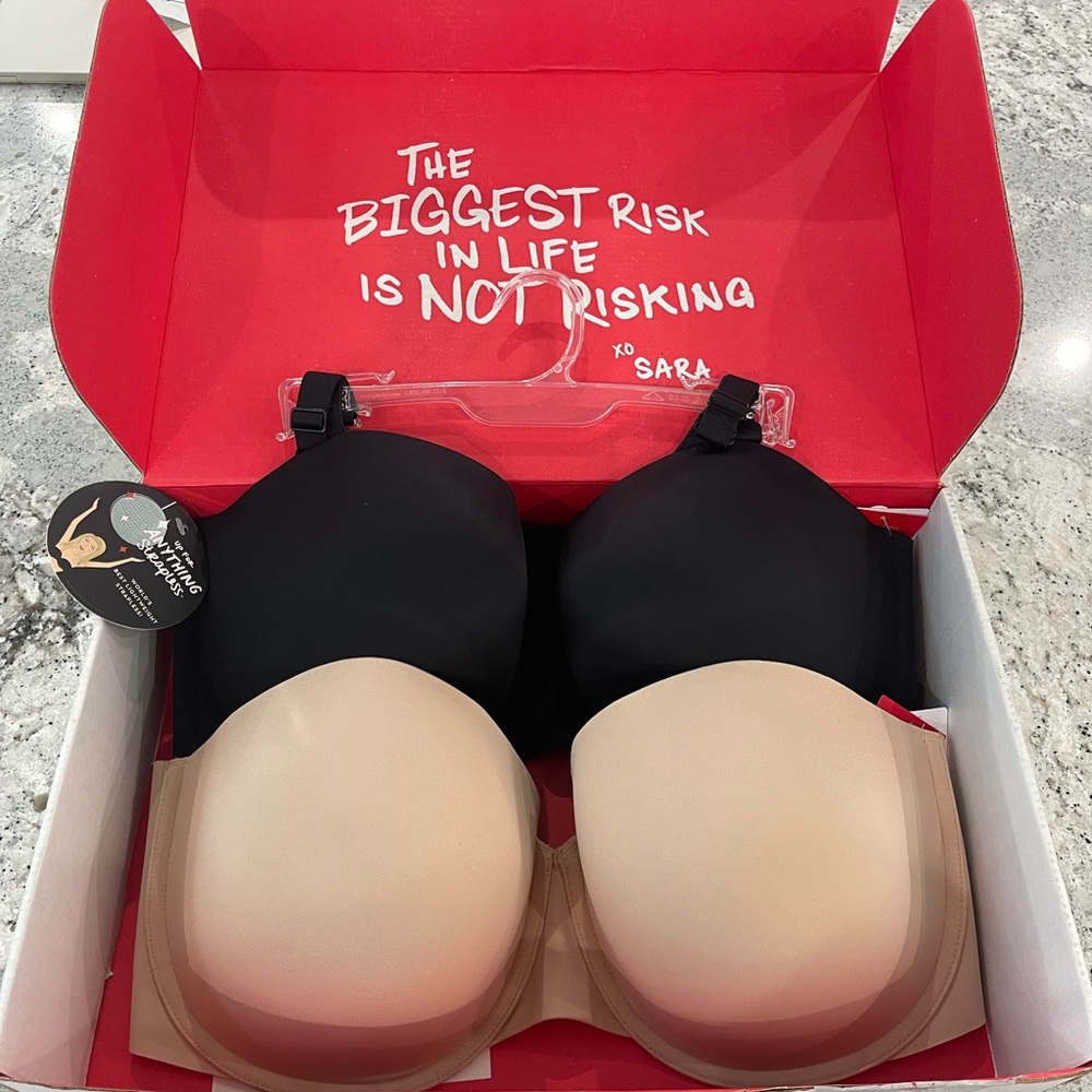 NEW WITH TAGS!! Spanx Up for Anything Strapless Bra Champagne & Black 38DD 38E